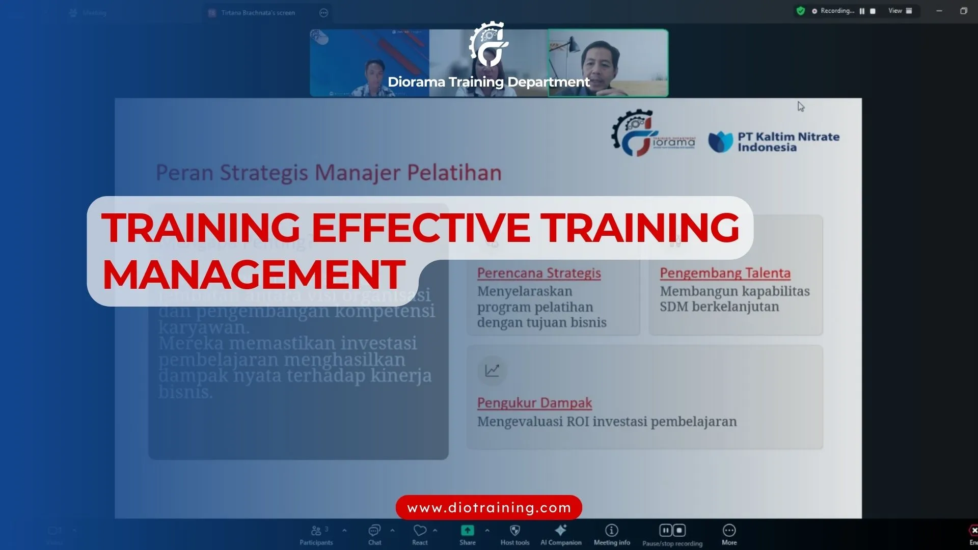 TRAINING EFFECTIVE TRAINING MANAGEMENT