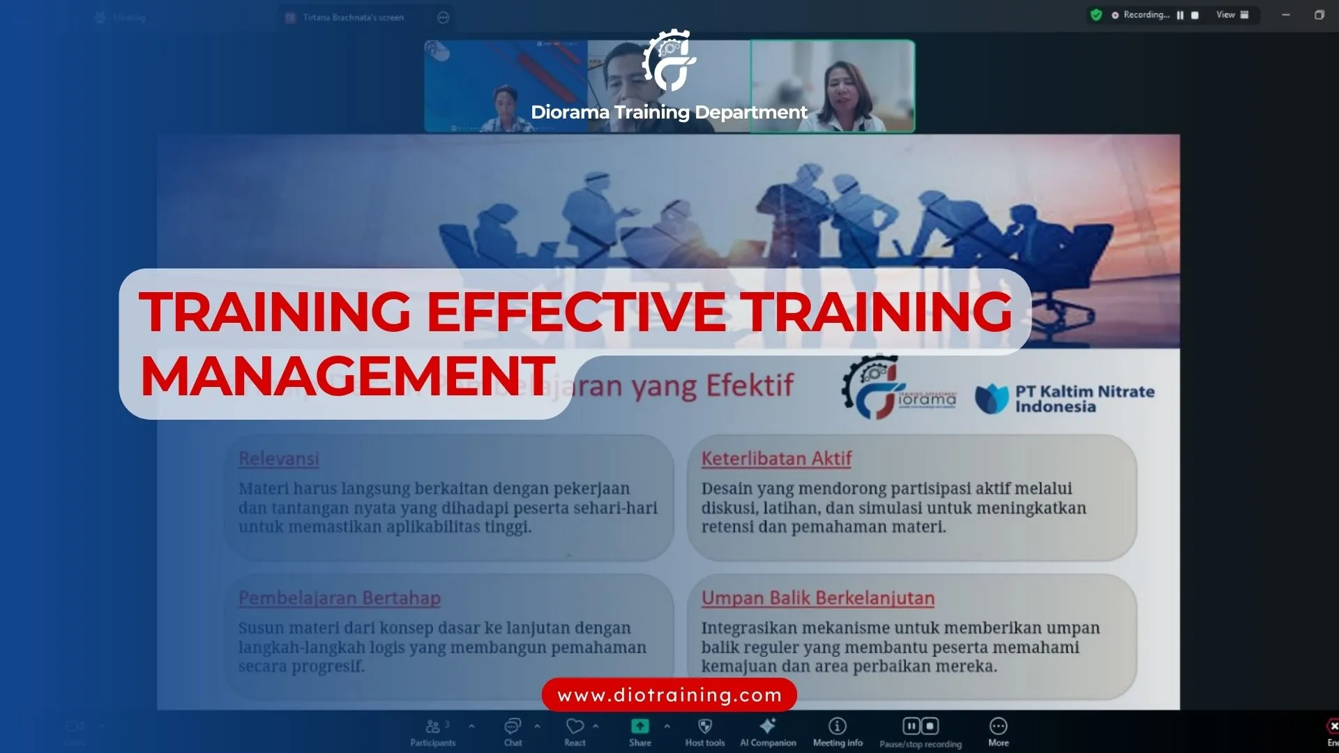 TRAINING EFFECTIVE TRAINING MANAGEMENT