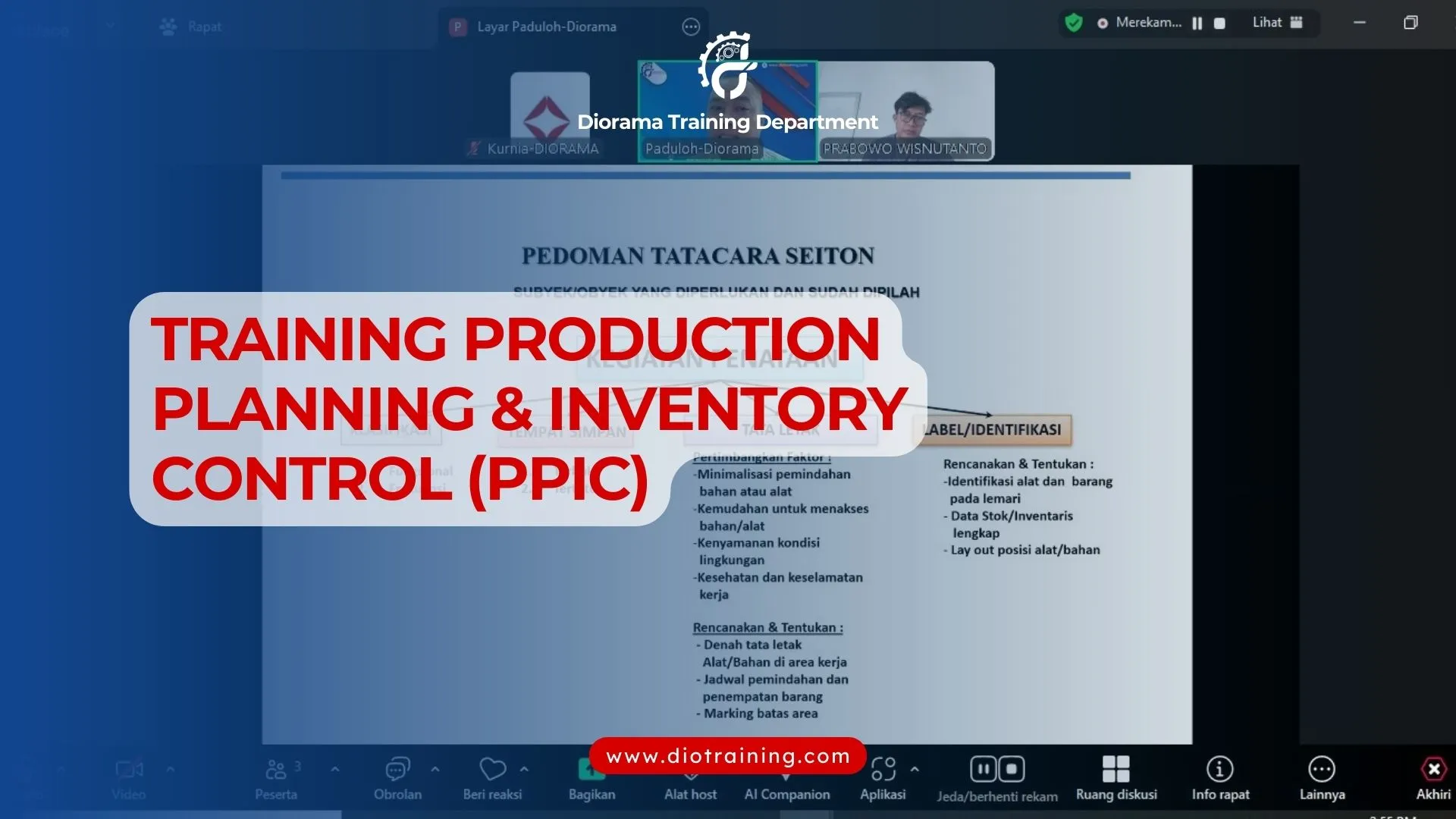 TRAINING PRODUCTION PLANNING AND INVENTORY CONTROL PPIC